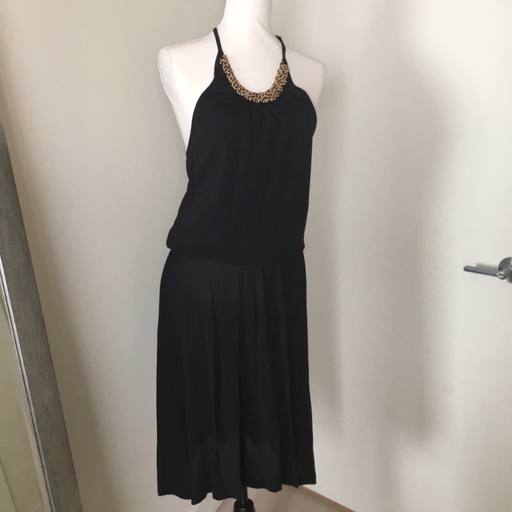 Banana Republic black backless beaded dress